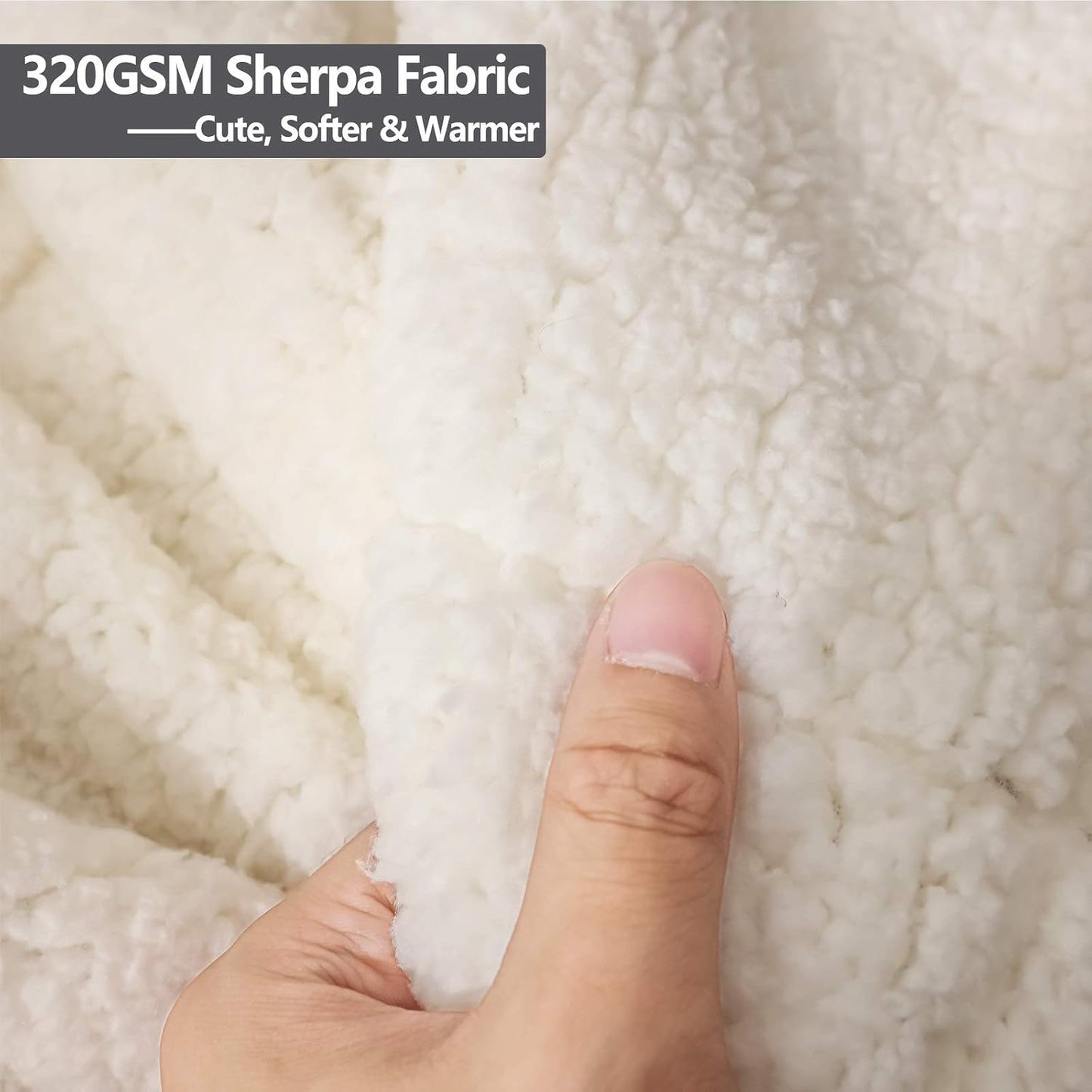 Sherpa Weighted Blanket 15 Pounds, Plush Fleece Minky 15 Lb Weighted Blankets Adult,60X80Queen Weighted Blanket 15 Lbs for Queen/King Size Bed with Grey White Strip, Soft Weighted Throw Blanket