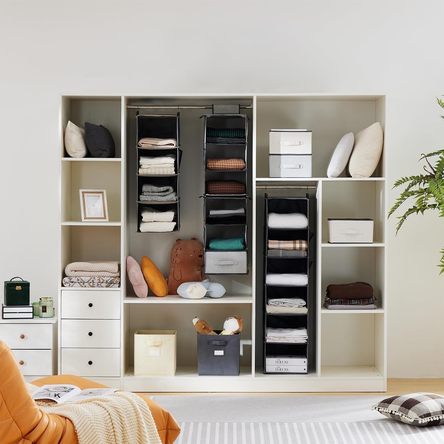 Hanging Closet Organizer, 5-Shelf Closet Hanging Storage Shelves, Grey