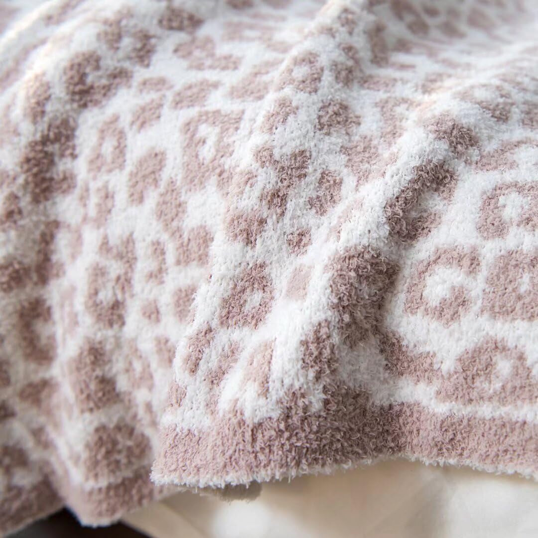 Ultra Soft Leopard Throw Blanket for Couch, Lightweight Warm Fluffy Reversible Cream Cheetah Throw Blanket for Sofa Bed Decor, Beige