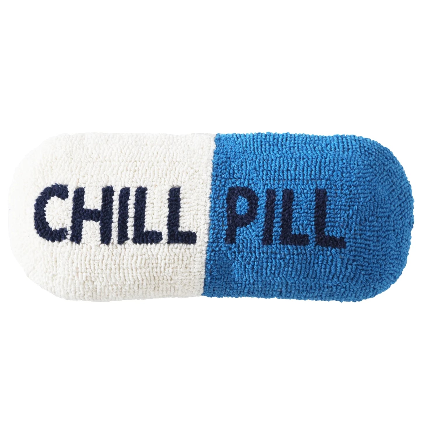20" X 8" Chill Pill Decorative Pillow, Vanilla and Cobalt Blue