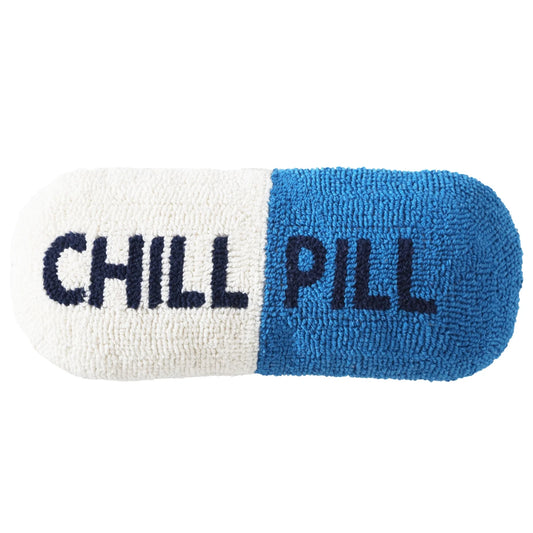 20" X 8" Chill Pill Decorative Pillow, Vanilla and Cobalt Blue