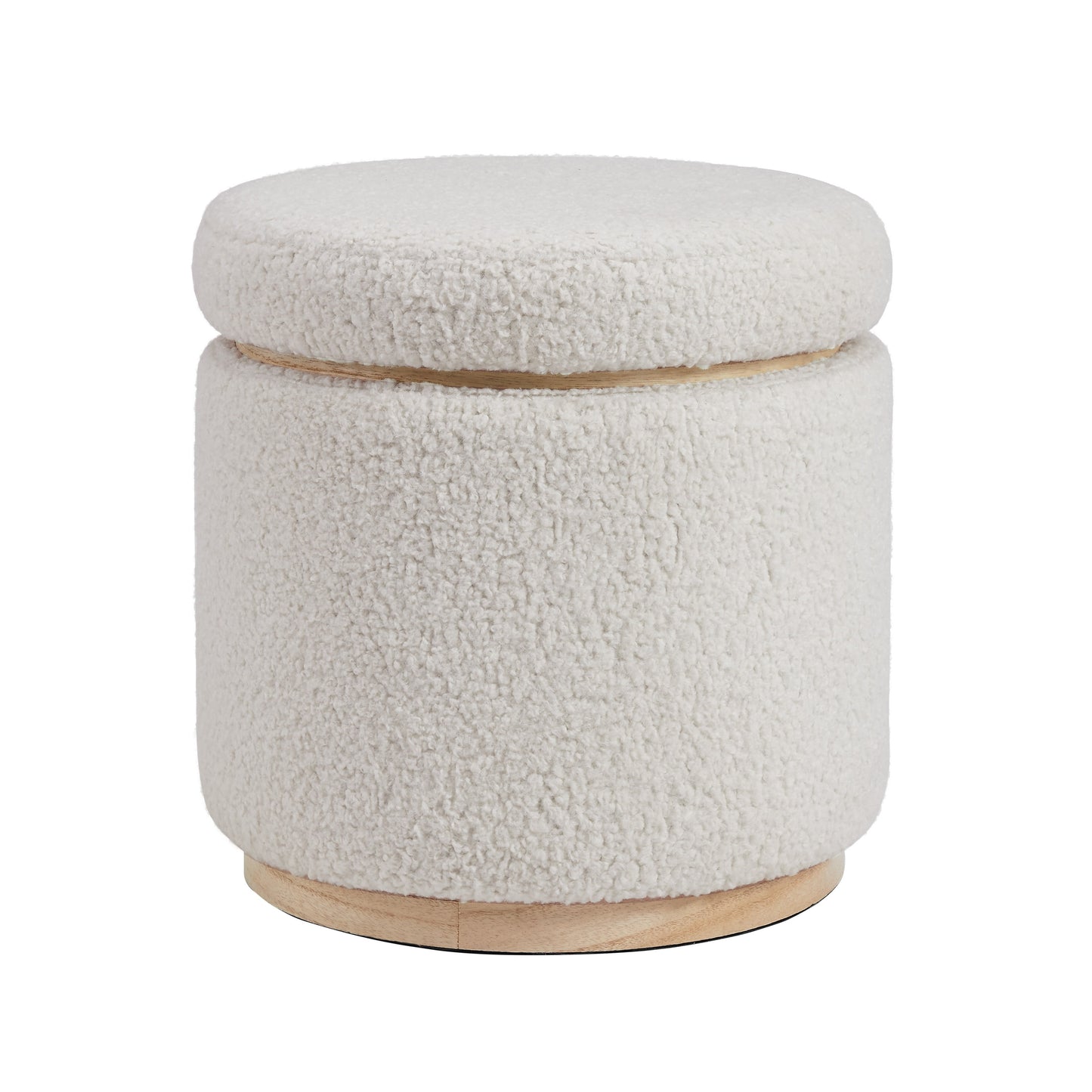 Primrose Faux Sherpa Storage Ottoman, Natural