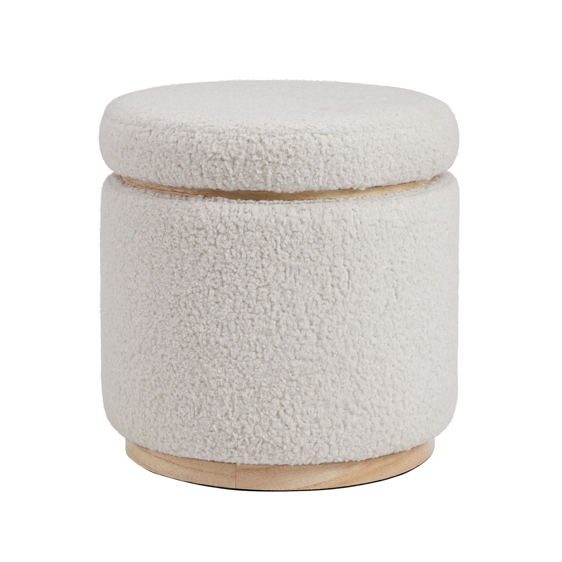 Primrose Faux Sherpa Storage Ottoman, Natural