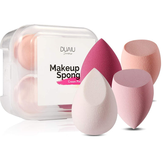 4 Pcs Makeup Sponge Set Beauty Sponge Foundation Blending Sponge, Flawless for Liquid, Cream, and Powder, Multi-Colored Makeup Sponges with Storage Box
