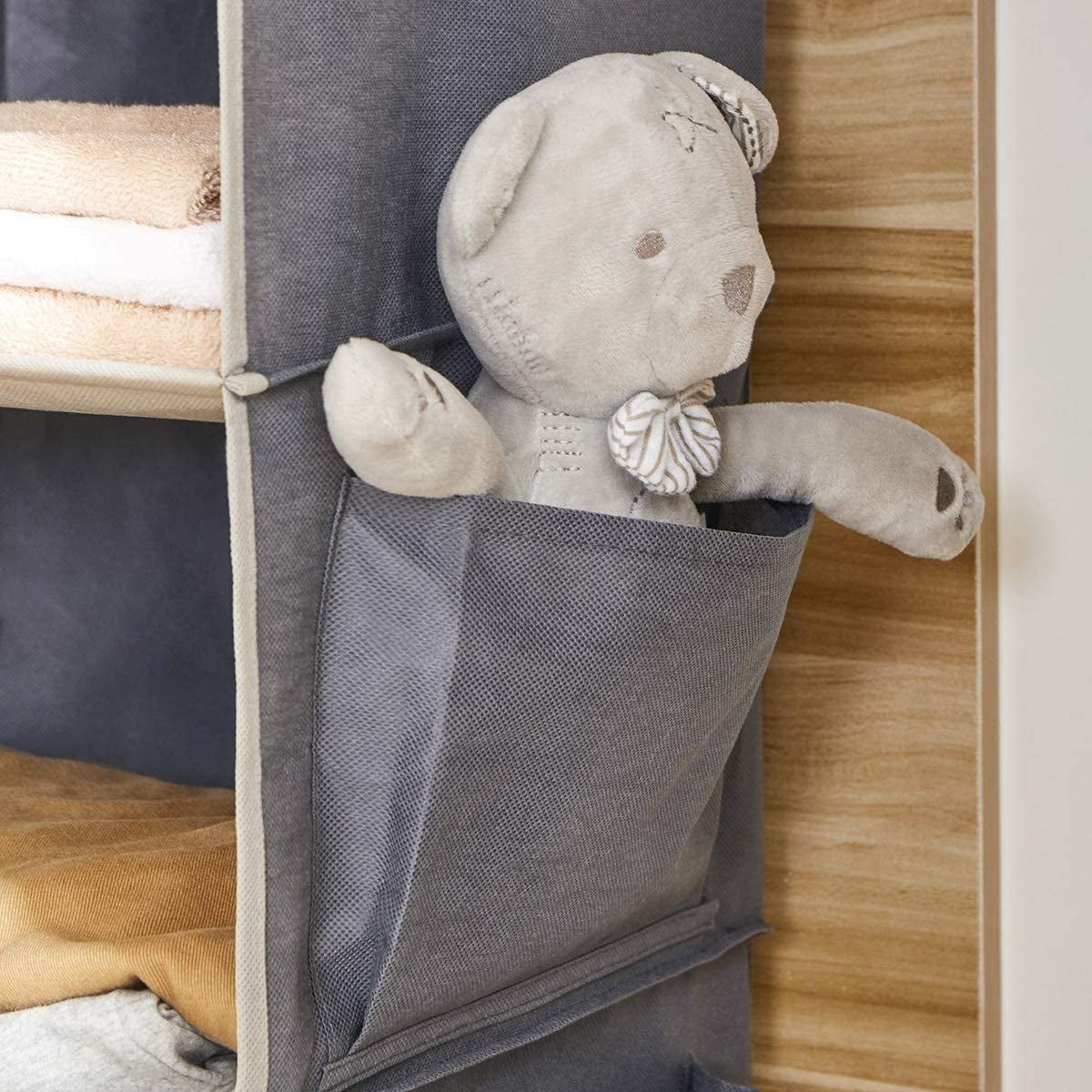 Hanging Closet Organizer, 5-Shelf Closet Hanging Storage Shelves, Grey