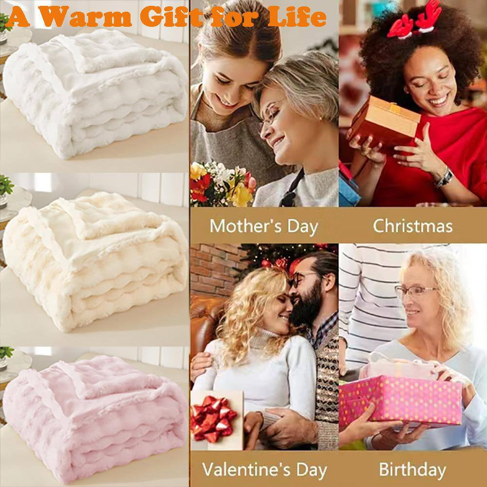 LATB Plush Soft Pink Faux Fur Throw Blanket 50 X 60 In. Fluffy Blanket