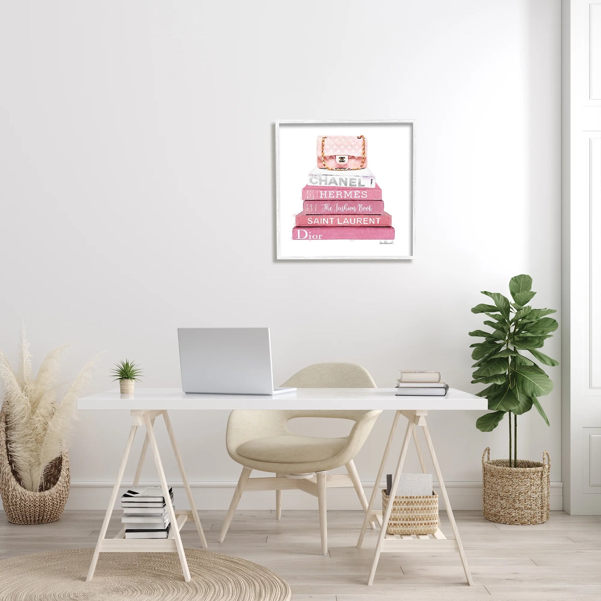 Pink Book Stack Fashion Handbag, 24 X 24,Design by Amanda Greenwood