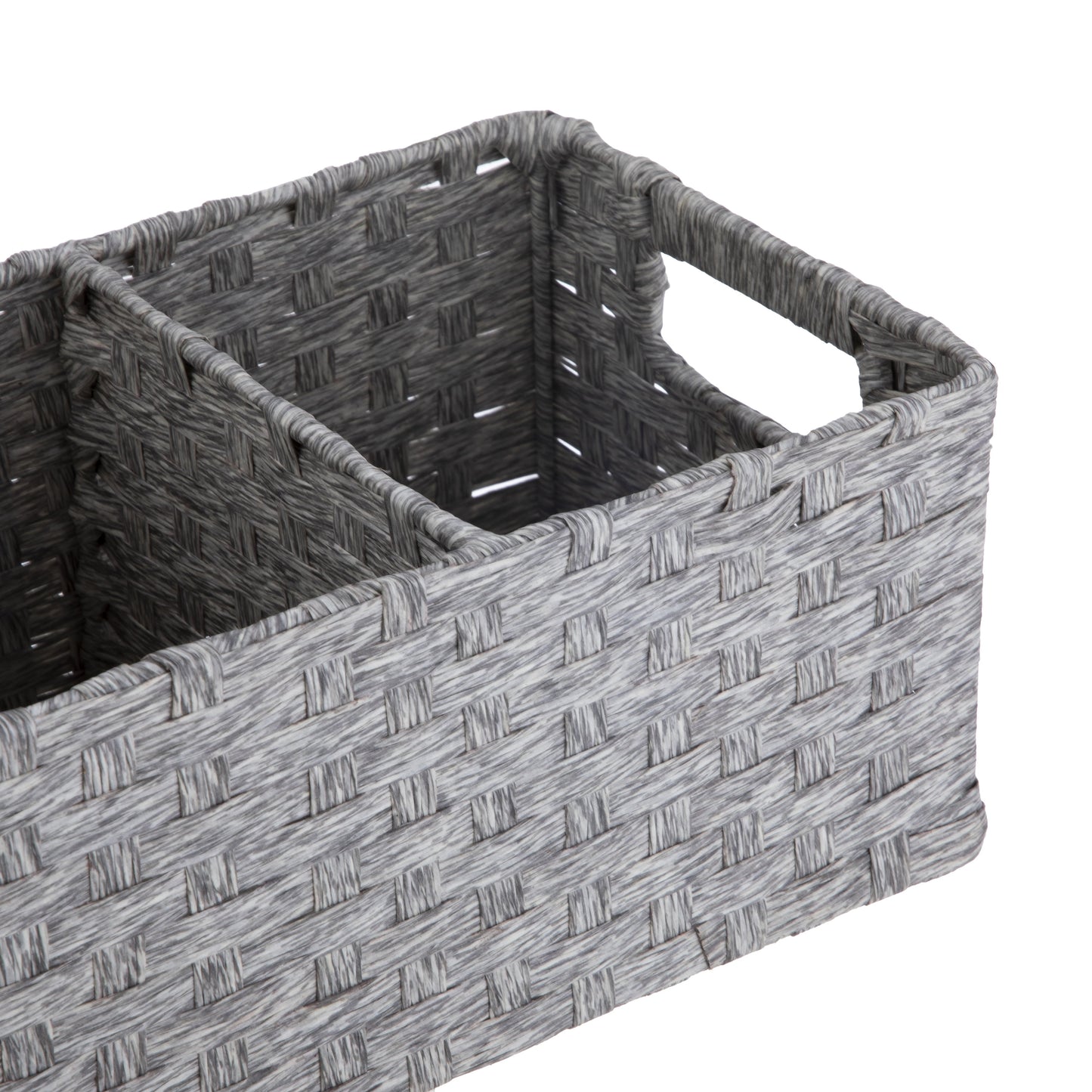 3-Compartment Storage Basket Set with Handles, Set of 2