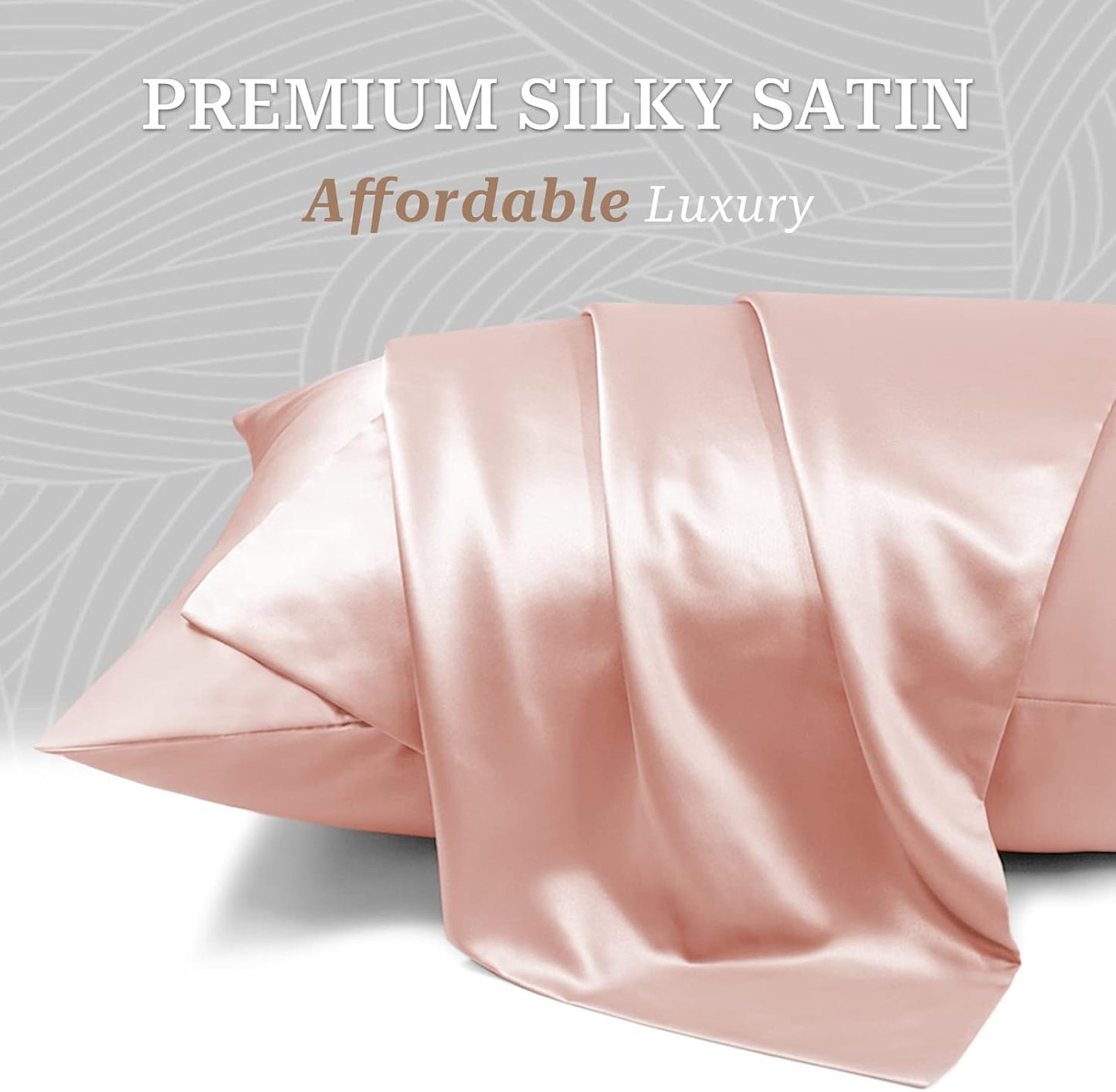 Silky Satin Pillowcase for Hair and Skin with Envelope Closure Cool and Easy to Wash, Standard Size 20X26 Inches Pack of 2 - Light Plum