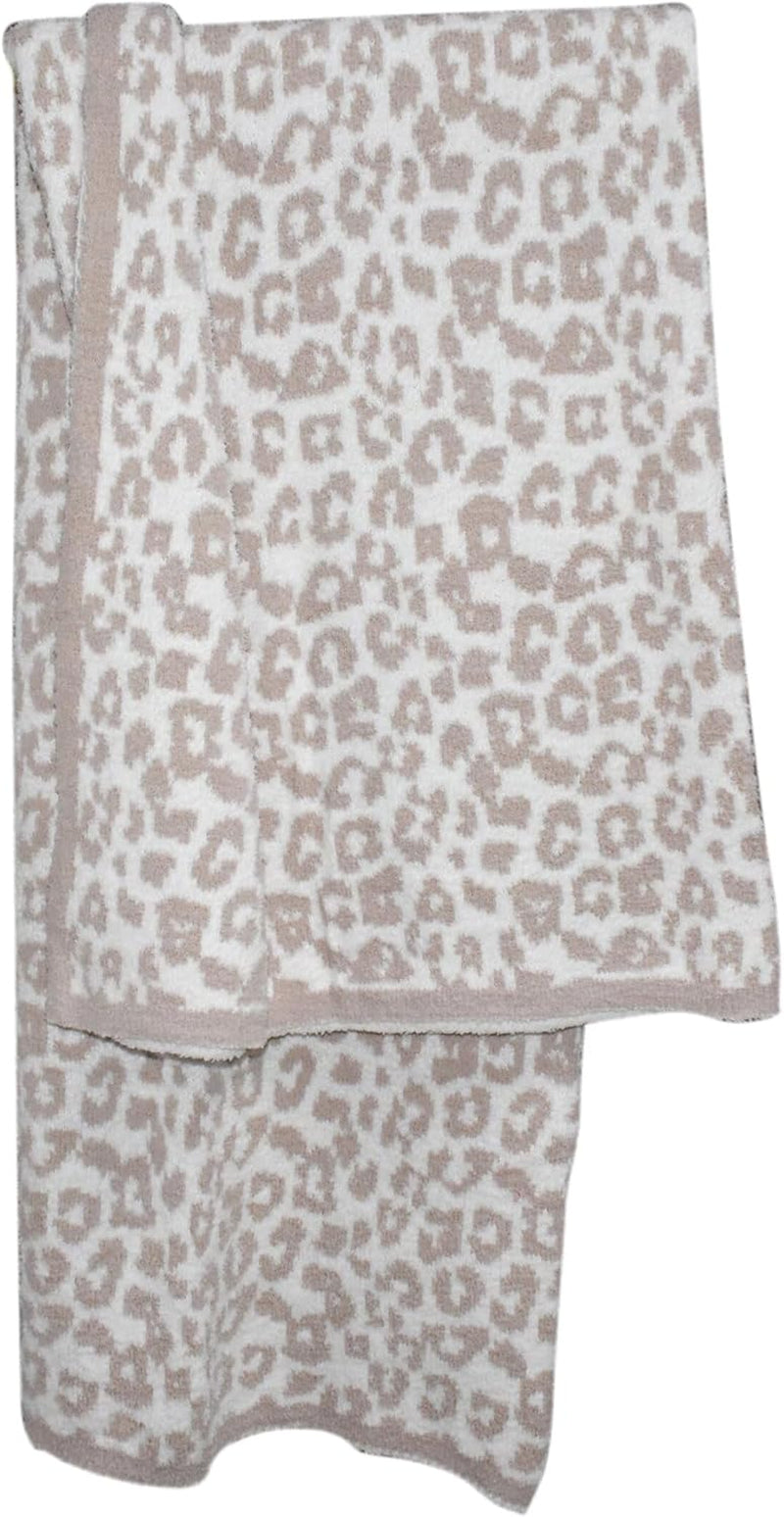 Ultra Soft Leopard Throw Blanket for Couch, Lightweight Warm Fluffy Reversible Cream Cheetah Throw Blanket for Sofa Bed Decor, Beige