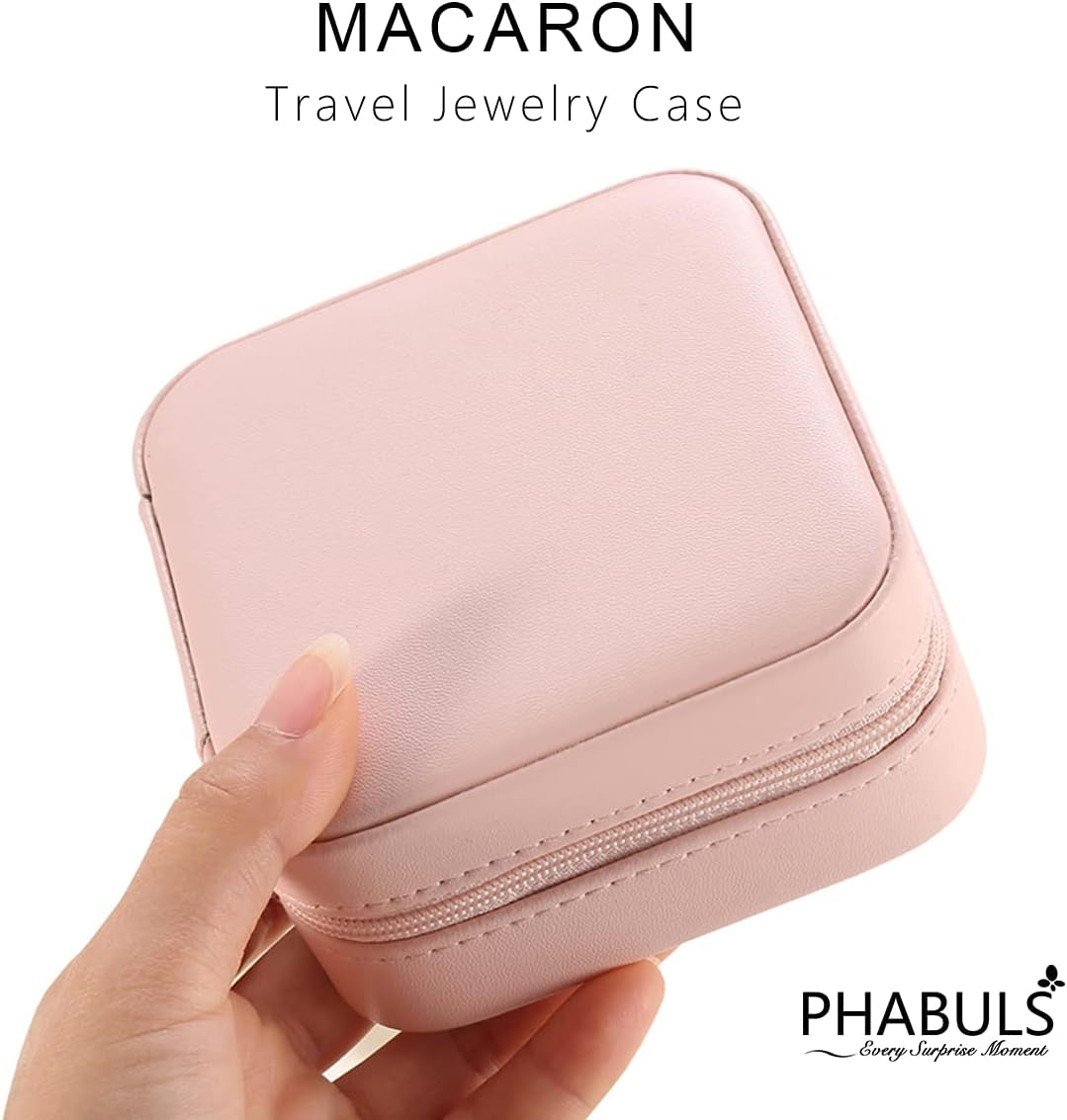 Travel Jewelry Box, Lightweight and Easy to Carry Small Jewelry Box for Earrings Rings Necklace Bracelet, Travel Jewelry Case for Women Girls, Jewelry Travel Organizer for Gifts (Pink)