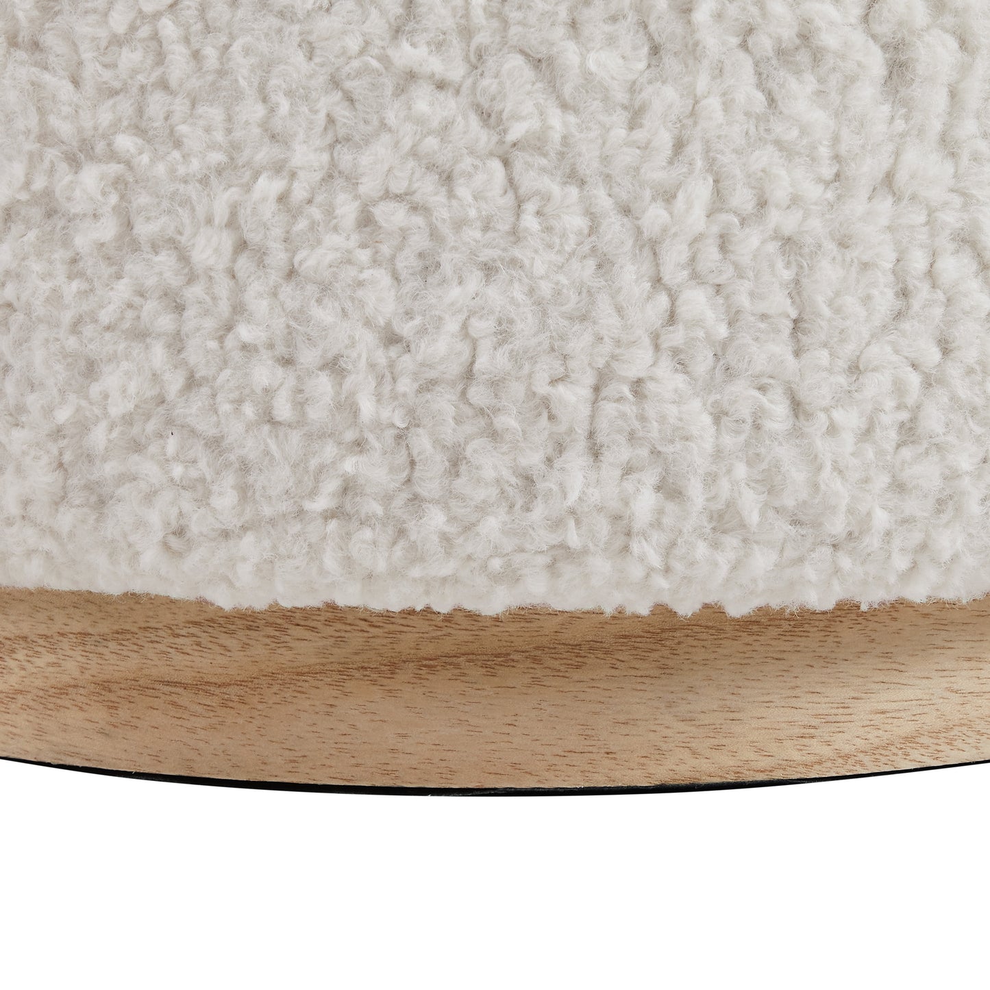 Primrose Faux Sherpa Storage Ottoman, Natural