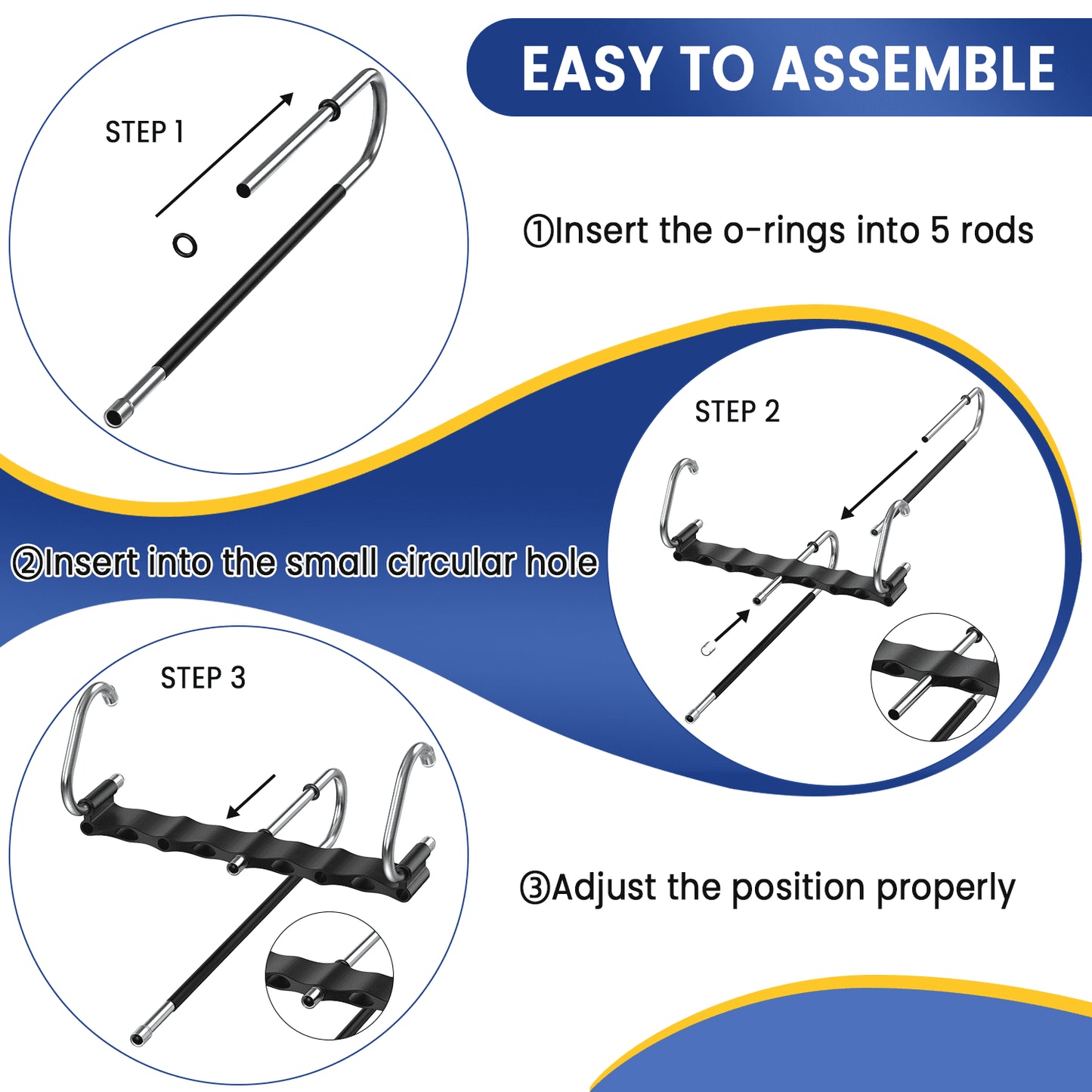 Clothes Hangers for Pants,5-Tier Space Saving with Anti-Slip Coated Rods,Stainless Steel & ABS Plastic,Foldable for Travel & Closet Organization,2 Pack,Black