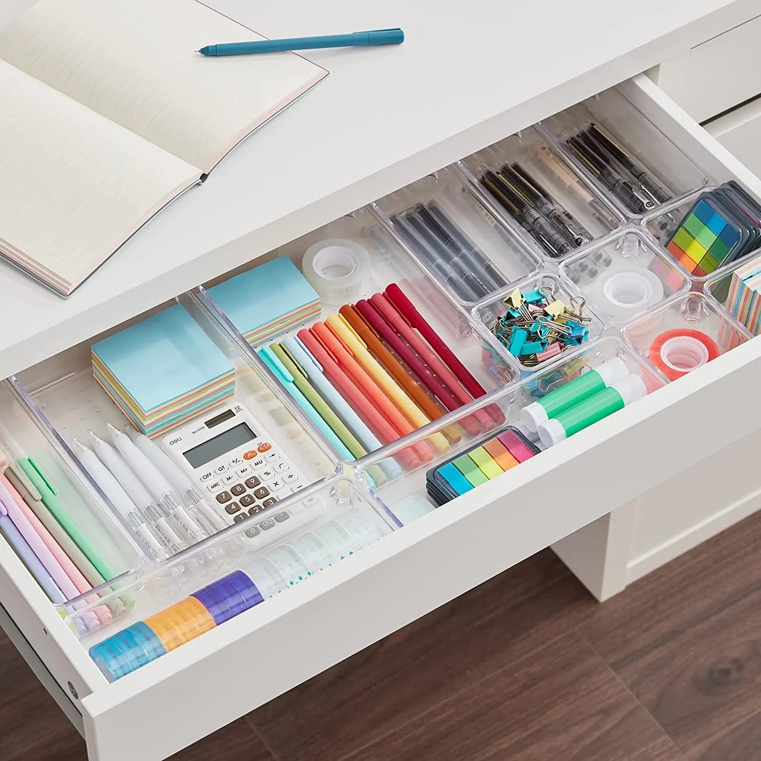 25 PCS Clear Plastic Drawer Organizer Set, 4-Size Desk Drawer Divider for Pencils, Makeup, Jewelry, Gadgets in Office, Kitchen, Bedroom, Bathroom