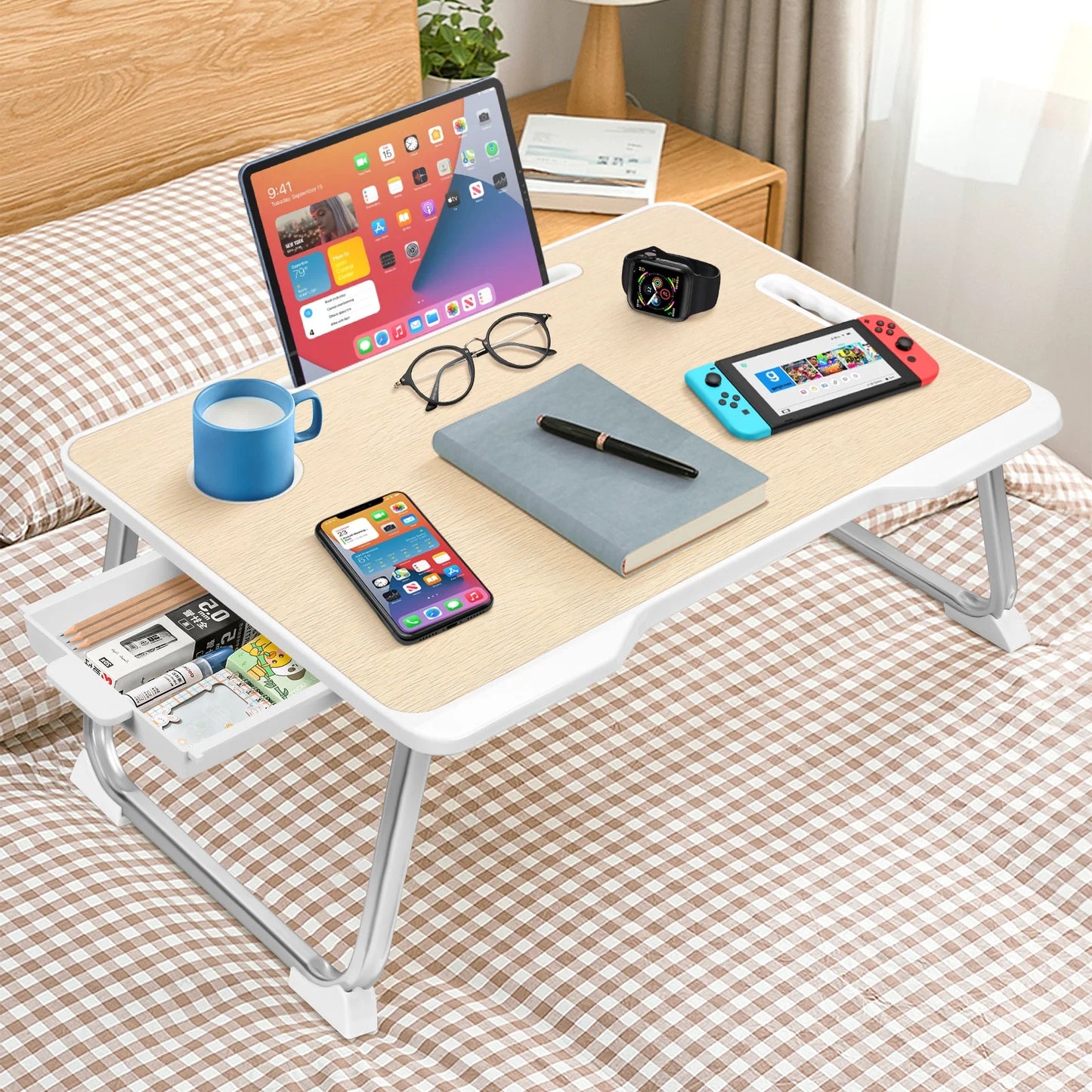 Large Lap Desk for Bed | Laptop Table, Portable Desk, Bed Laptop Desk, Bed Table for Laptop | Floor Table, Floor Desk for Adults (Teak) School Supplies