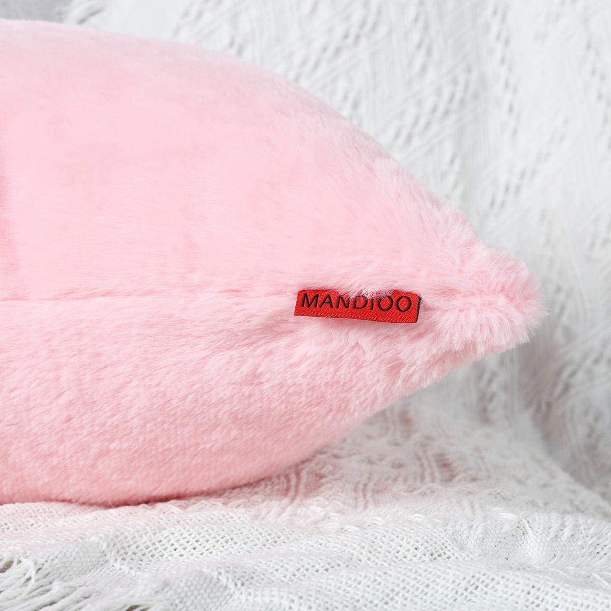 Pack of 2 Pink Faux Fur Fuzzy Cozy Soft Decorative Throw Pillow Covers Set Cushion Cases Pillowcases for Sofa Bedroom Car 20X20 Inches