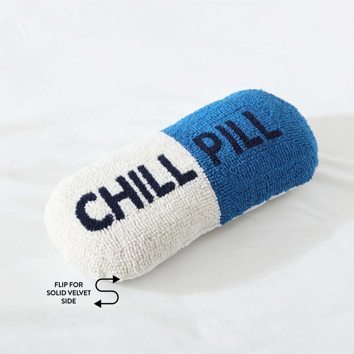 20" X 8" Chill Pill Decorative Pillow, Vanilla and Cobalt Blue