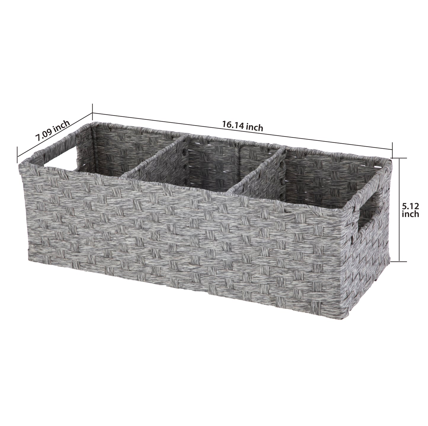 3-Compartment Storage Basket Set with Handles, Set of 2