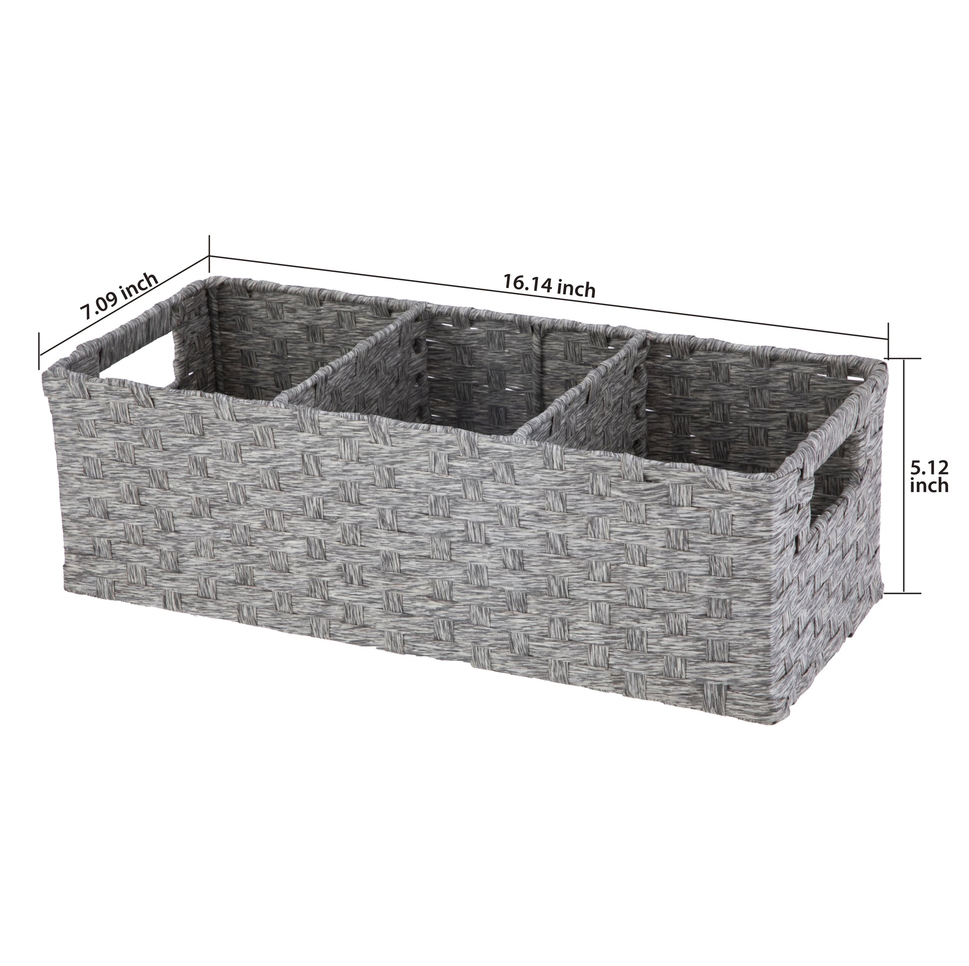 3-Compartment Storage Basket Set with Handles, Set of 2