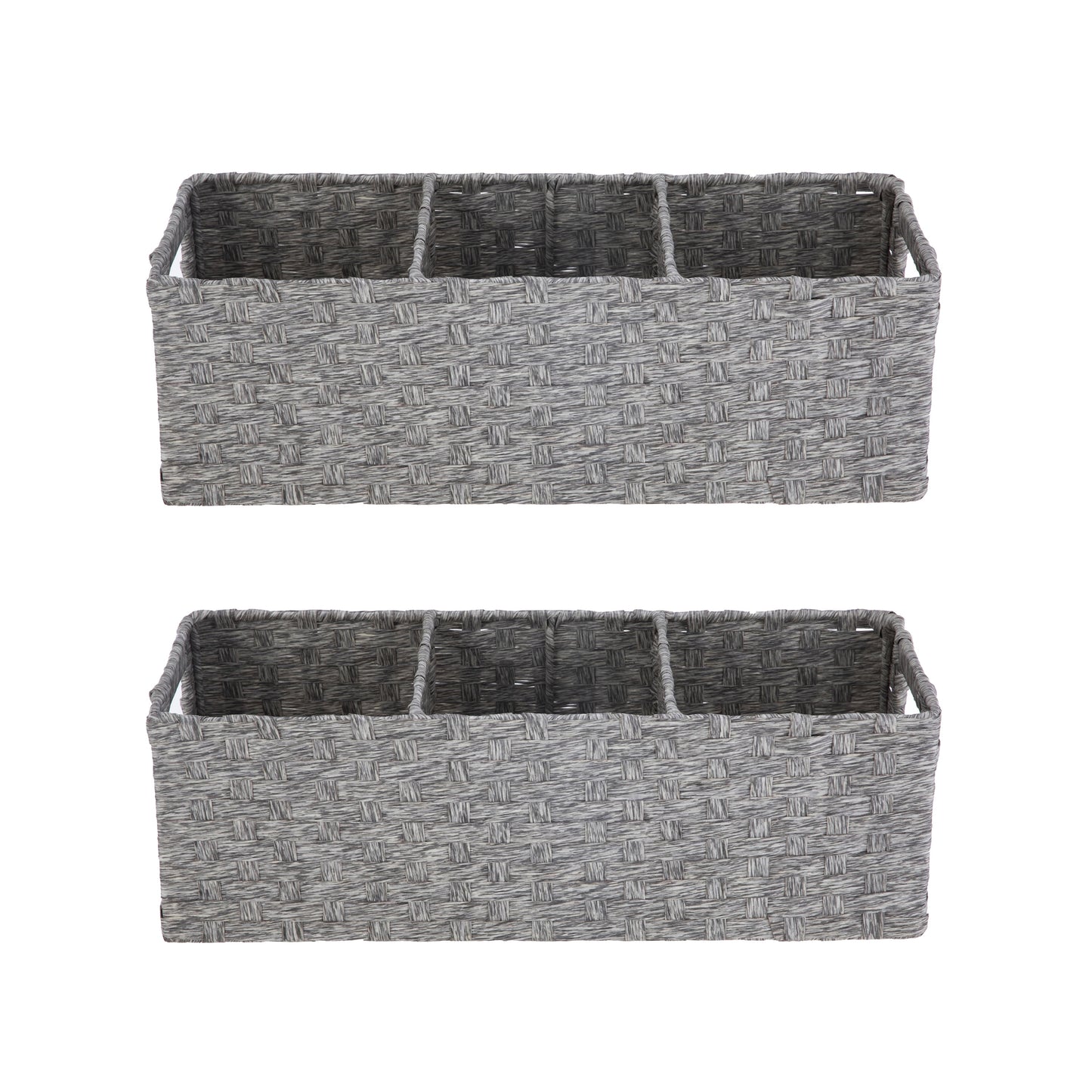 3-Compartment Storage Basket Set with Handles, Set of 2