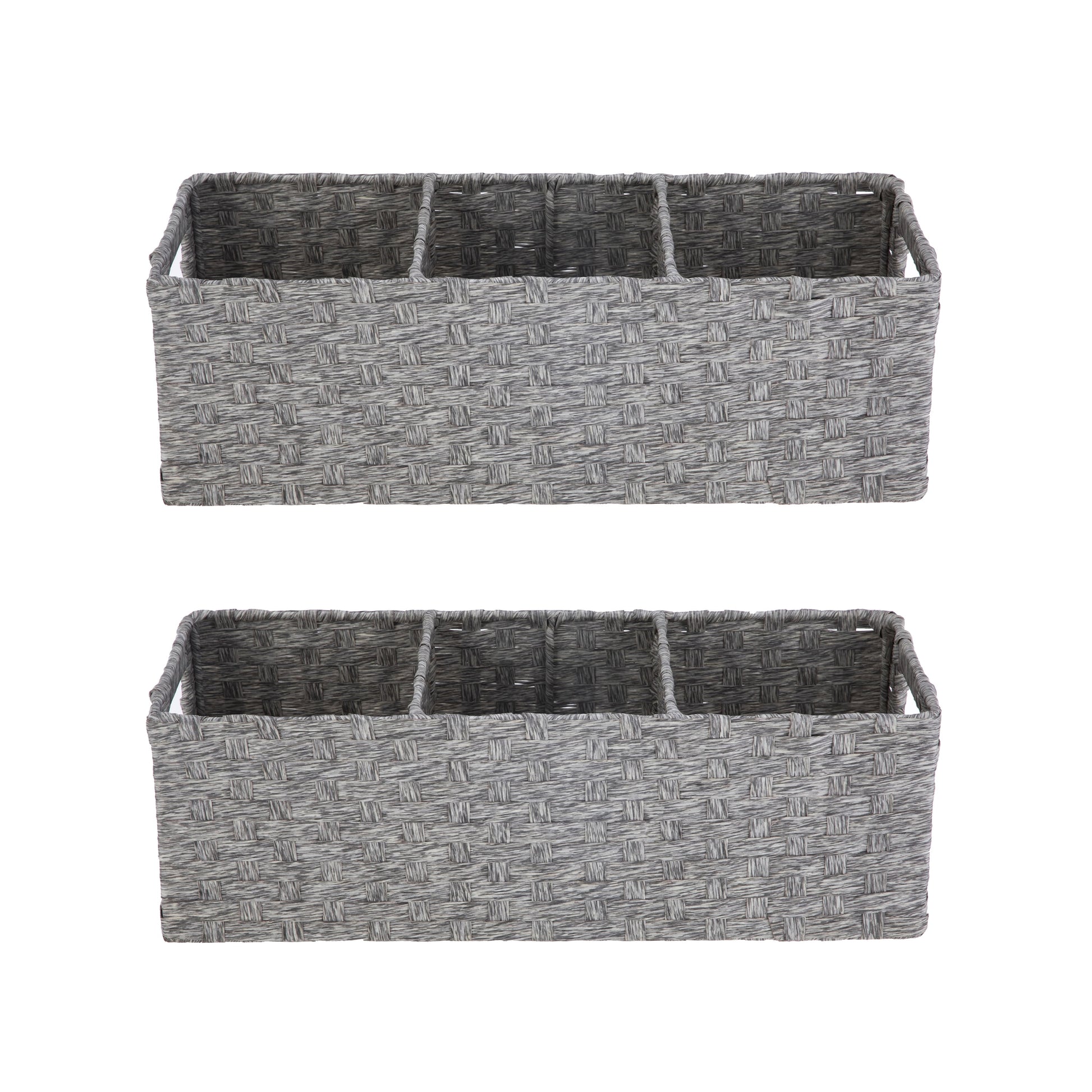3-Compartment Storage Basket Set with Handles, Set of 2