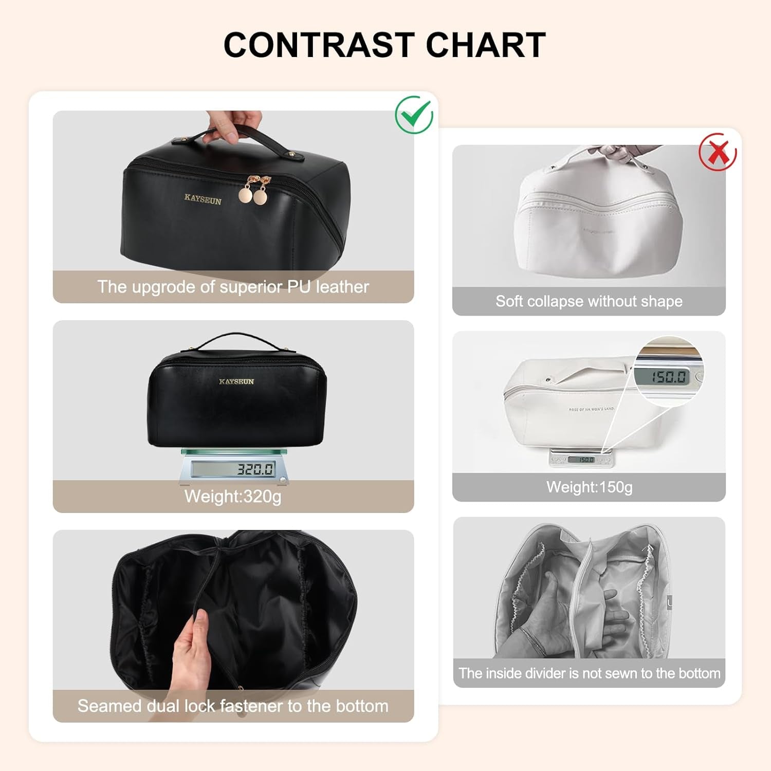 Upgrade Travel Makeup Bag,Large Capacity Cosmetic Bags for Women,Waterproof Portable Pouch Open Flat Toiletry Bag Make up Organizer with Divider and Handle -Black