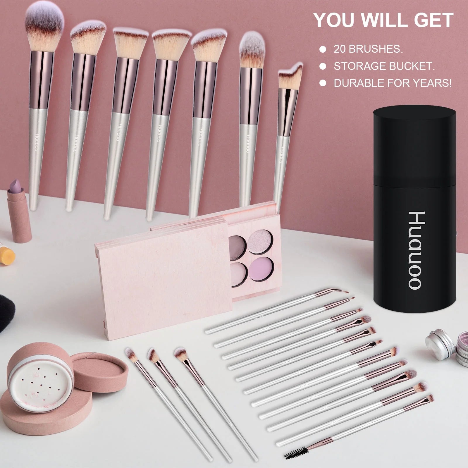 Makeup Brush Set 20 Pcs, Foundation Powder Concealers Eye Shadows Blush Makeup Brushes