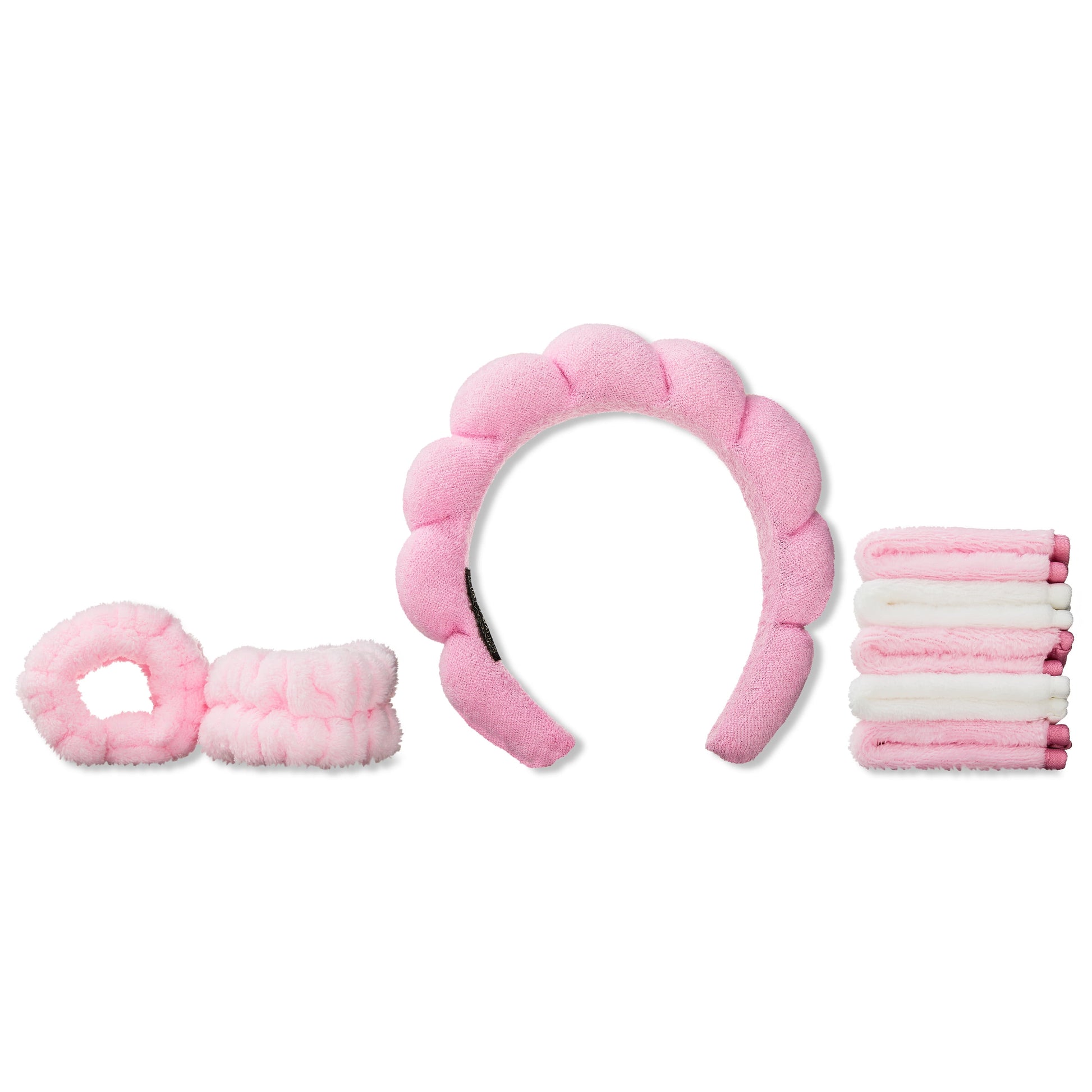 8-Piece Beauty Set, with Spa Headband, Wrist Bands, and 5 Face Cloths.