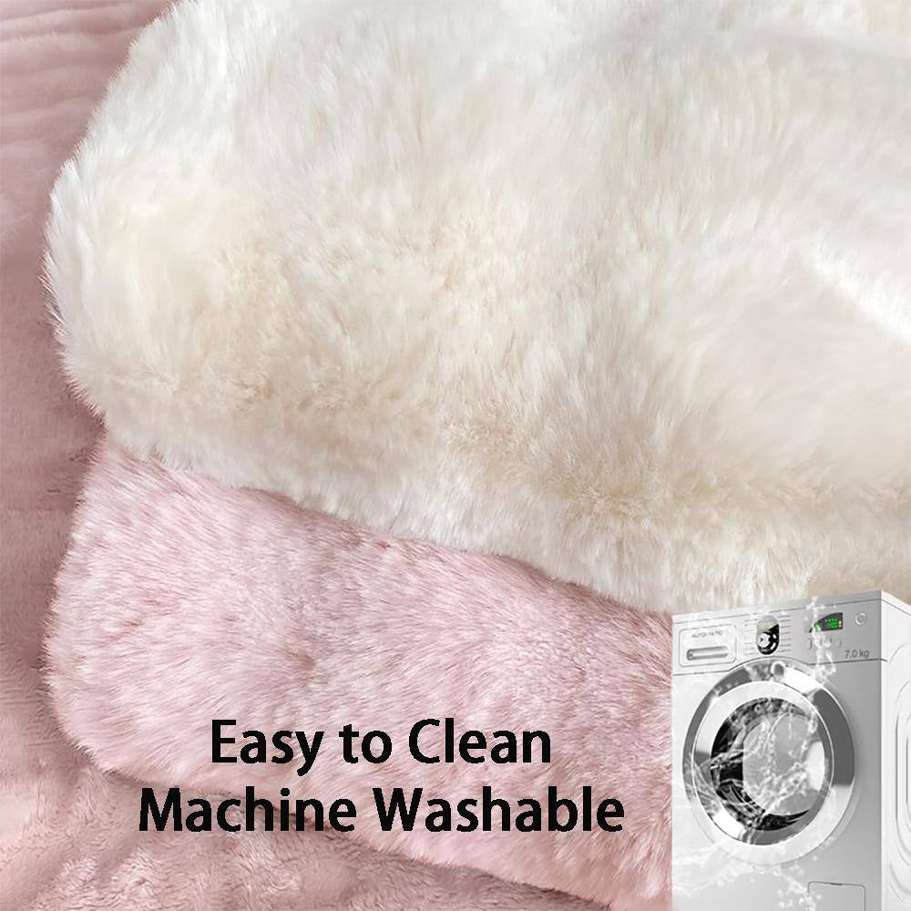 LATB Plush Soft Pink Faux Fur Throw Blanket 50 X 60 In. Fluffy Blanket