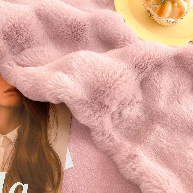 LATB Plush Soft Pink Faux Fur Throw Blanket 50 X 60 In. Fluffy Blanket