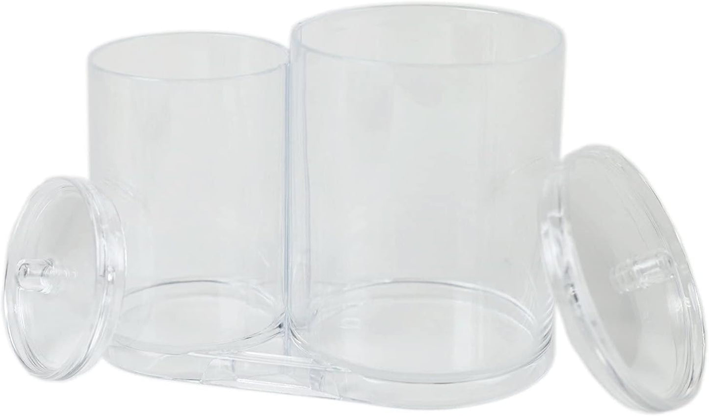 Acrylic Cosmetic Organizer for Q-Tip and Cotton Ball Holder with Lids - 9.36Oz and 17.61Oz Jars (1 PK)