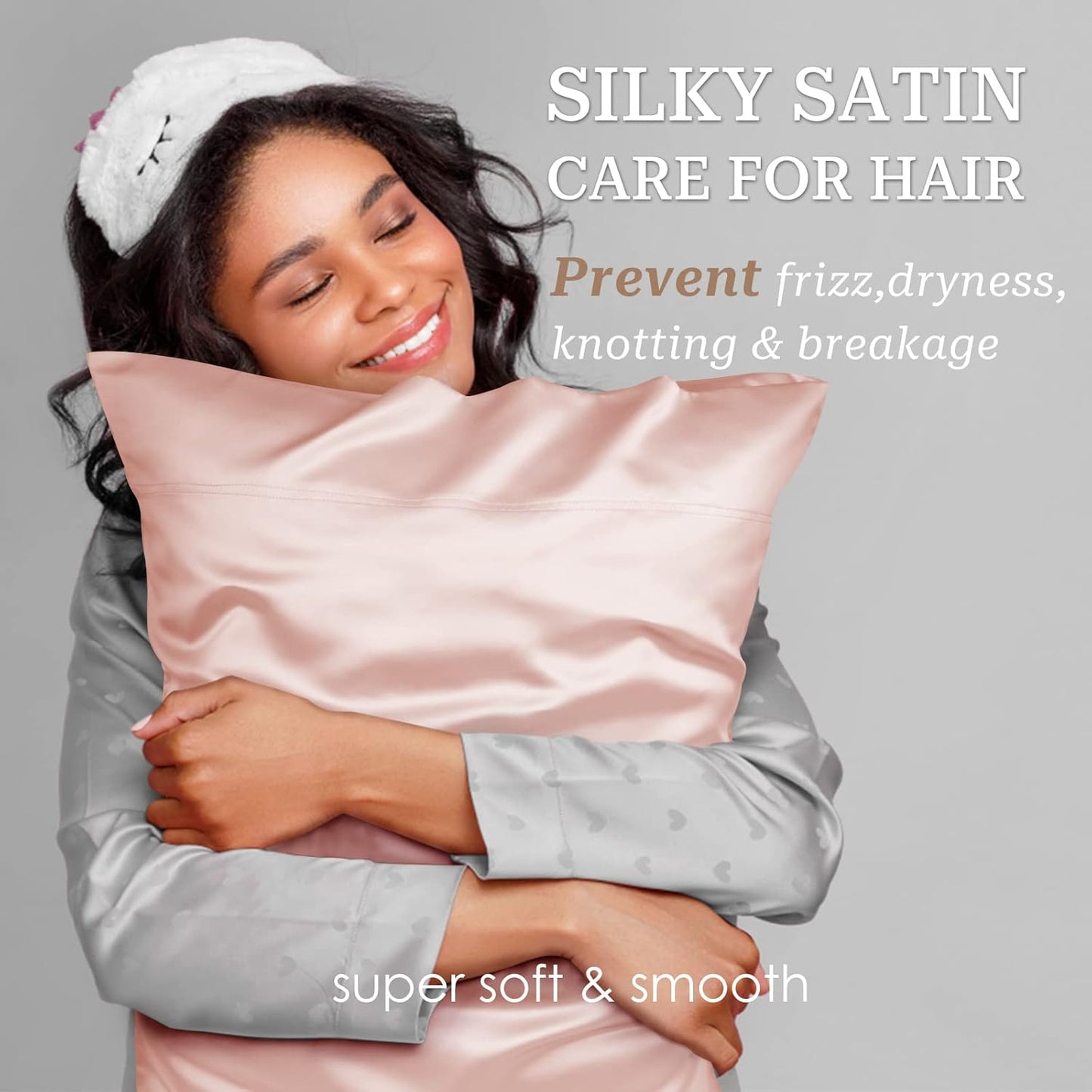 Silky Satin Pillowcase for Hair and Skin with Envelope Closure Cool and Easy to Wash, Standard Size 20X26 Inches Pack of 2 - Light Plum