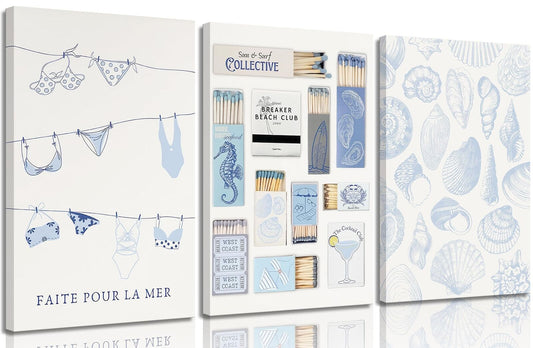 Blue Coastal Canvas Wall Art Matchbox Retro Wall Decor Coast Cowgirl Vintage ...