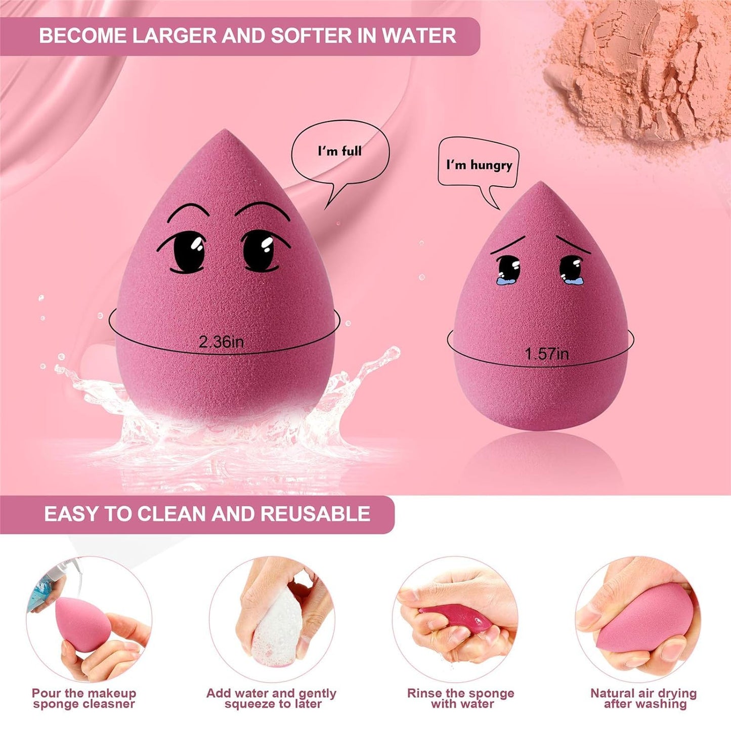 4 Pcs Makeup Sponge Set Beauty Sponge Foundation Blending Sponge, Flawless for Liquid, Cream, and Powder, Multi-Colored Makeup Sponges with Storage Box