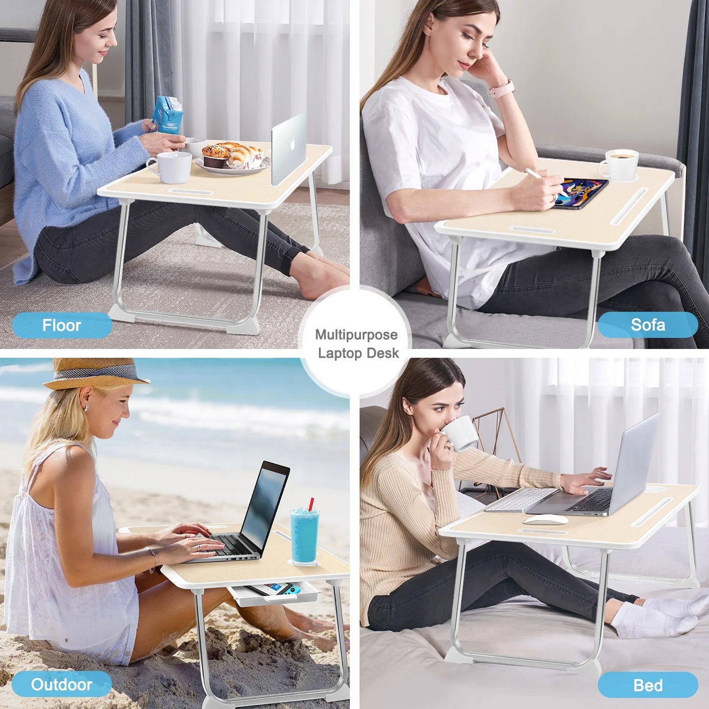 Large Lap Desk for Bed | Laptop Table, Portable Desk, Bed Laptop Desk, Bed Table for Laptop | Floor Table, Floor Desk for Adults (Teak) School Supplies