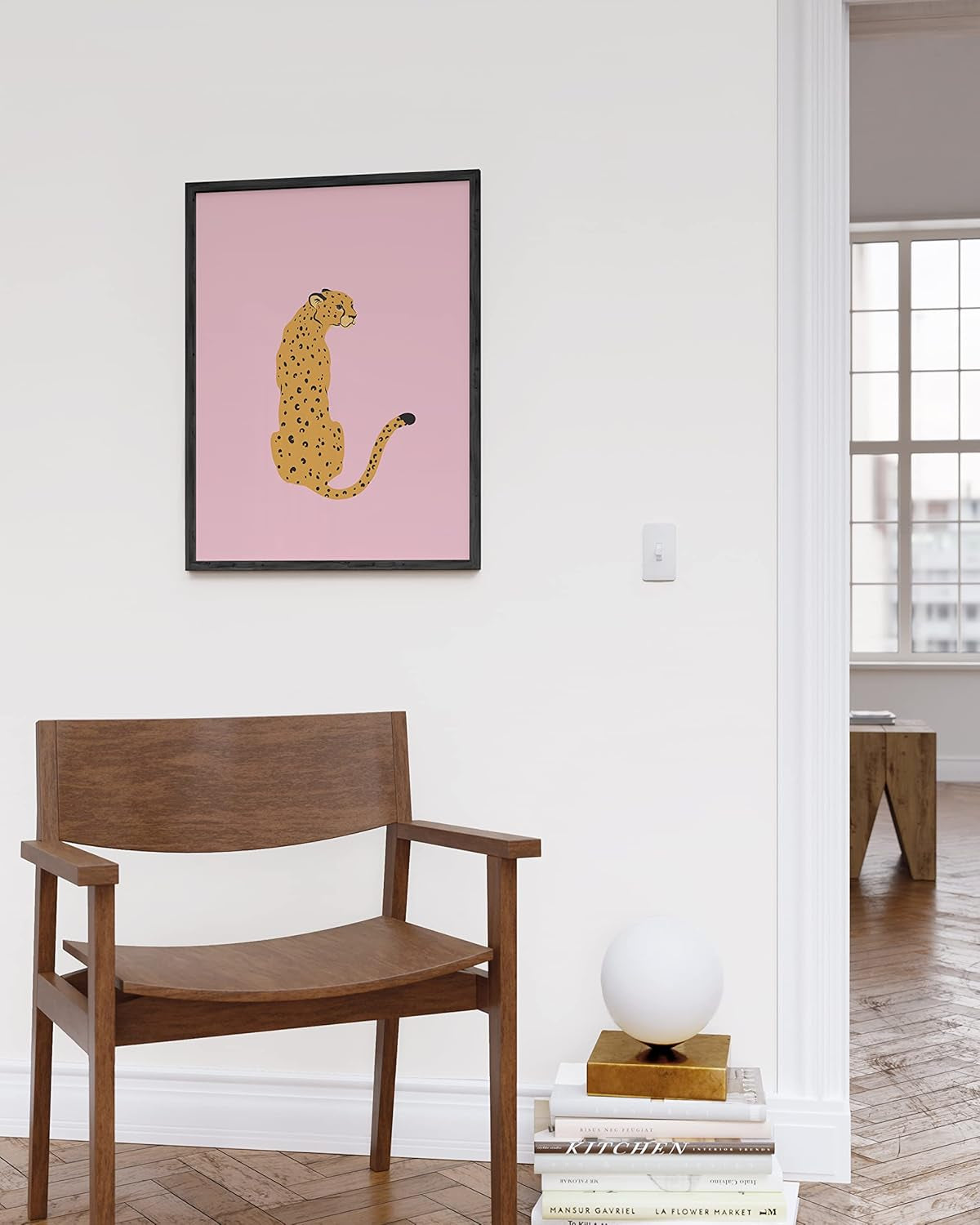 Cheetah Print Wall Decor Pink Poster | Posters for Room Aesthetic Blush Pink Wall Decor Cheetah Wall Art | Black Framed 12” X 16”