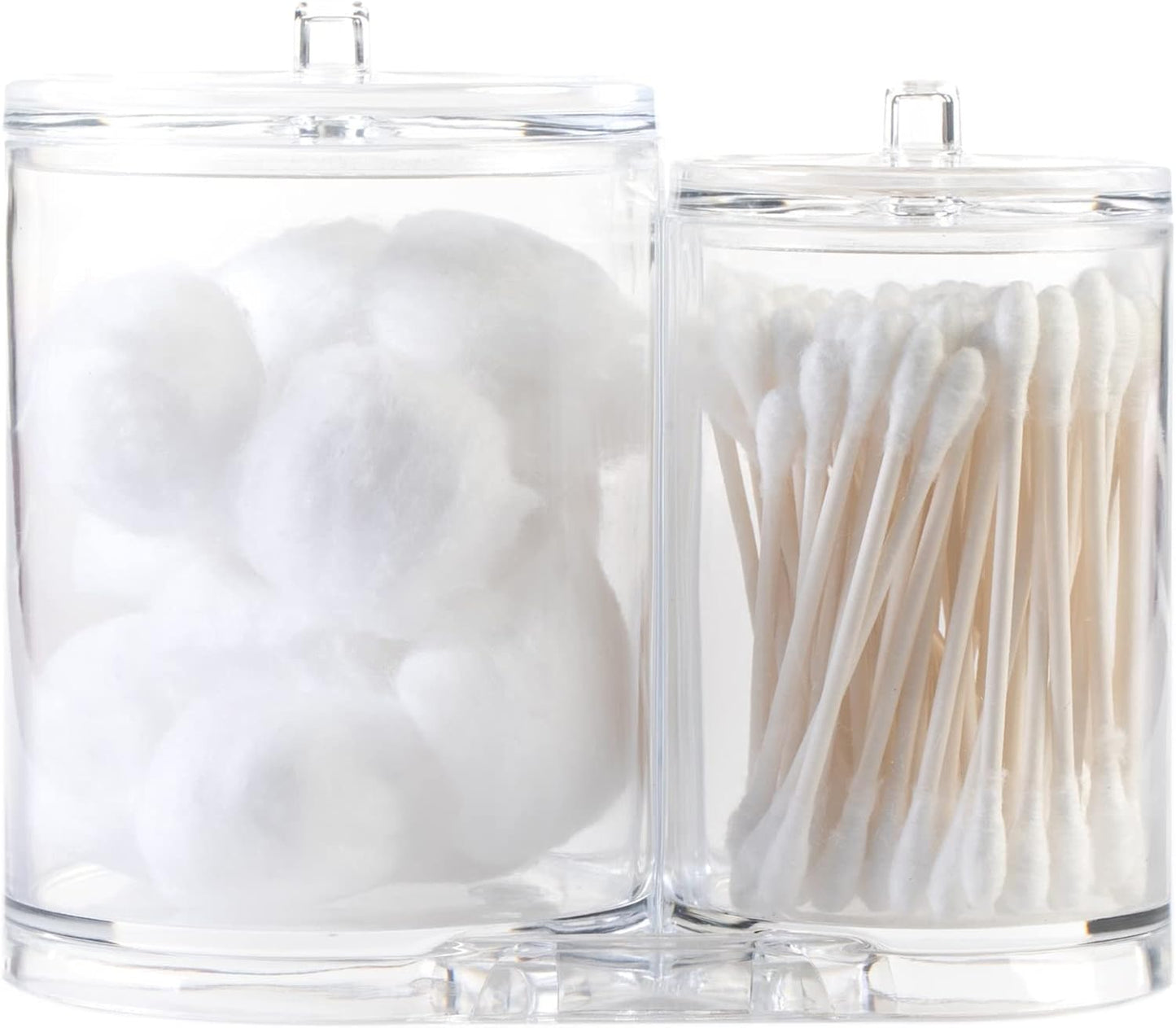 Acrylic Cosmetic Organizer for Q-Tip and Cotton Ball Holder with Lids - 9.36Oz and 17.61Oz Jars (1 PK)