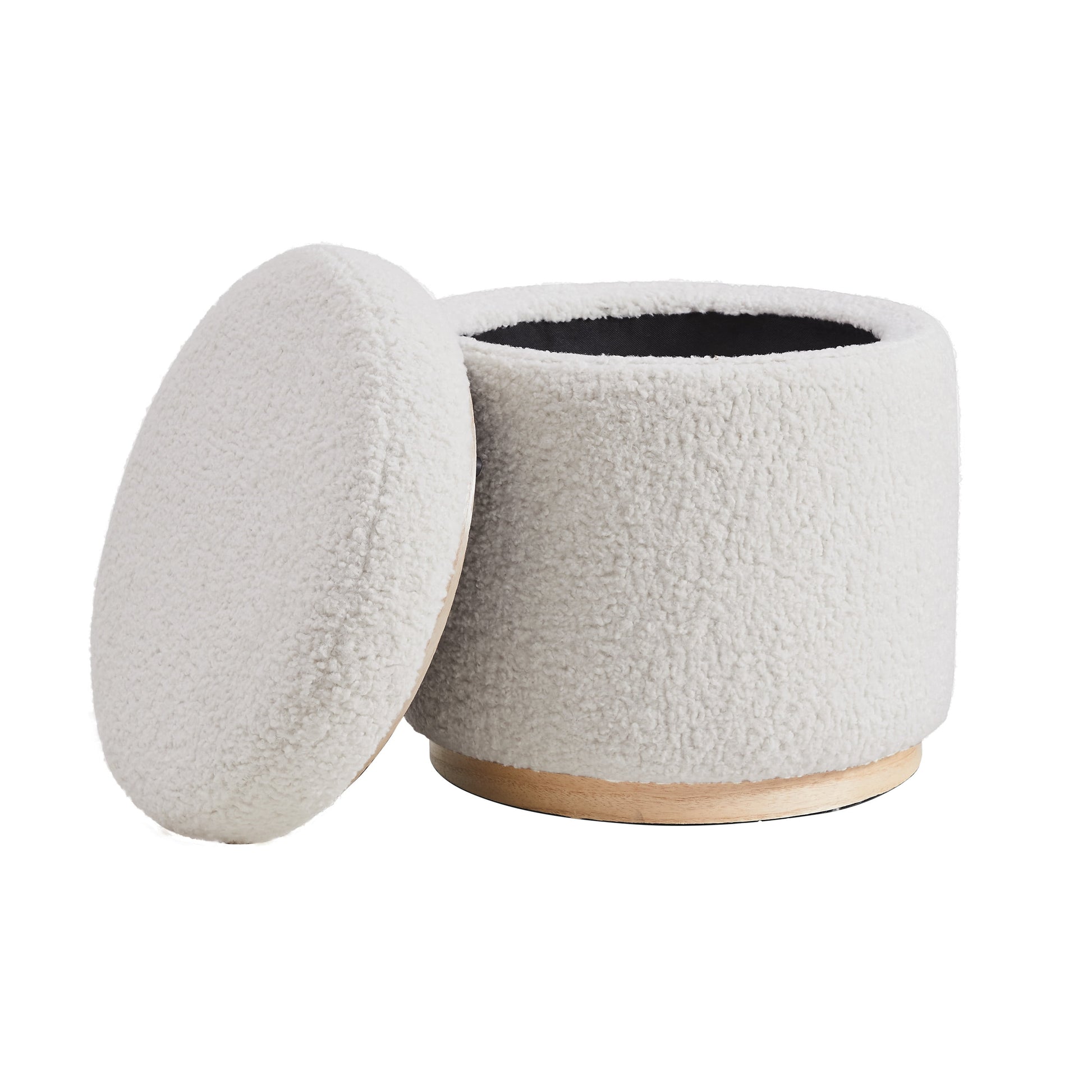 Primrose Faux Sherpa Storage Ottoman, Natural