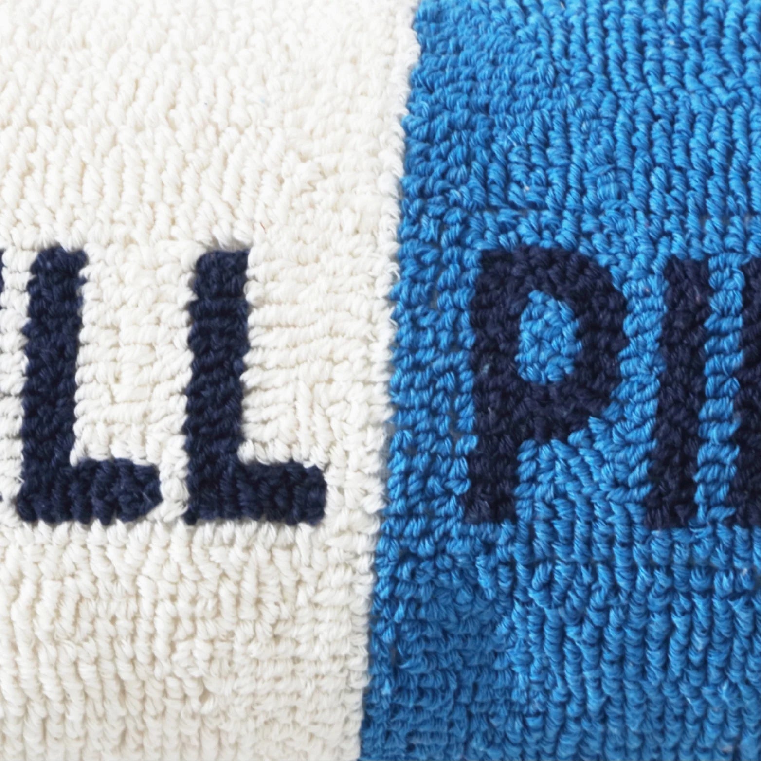 20" X 8" Chill Pill Decorative Pillow, Vanilla and Cobalt Blue