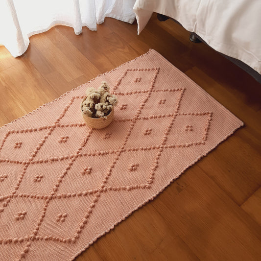Small Light Salmon Rug / Bath Mat / Cotton Rug / Vintage Rug / Kitchen Rug / Washable Rug / Front Door Rug / Bath Rug / Shower Mat