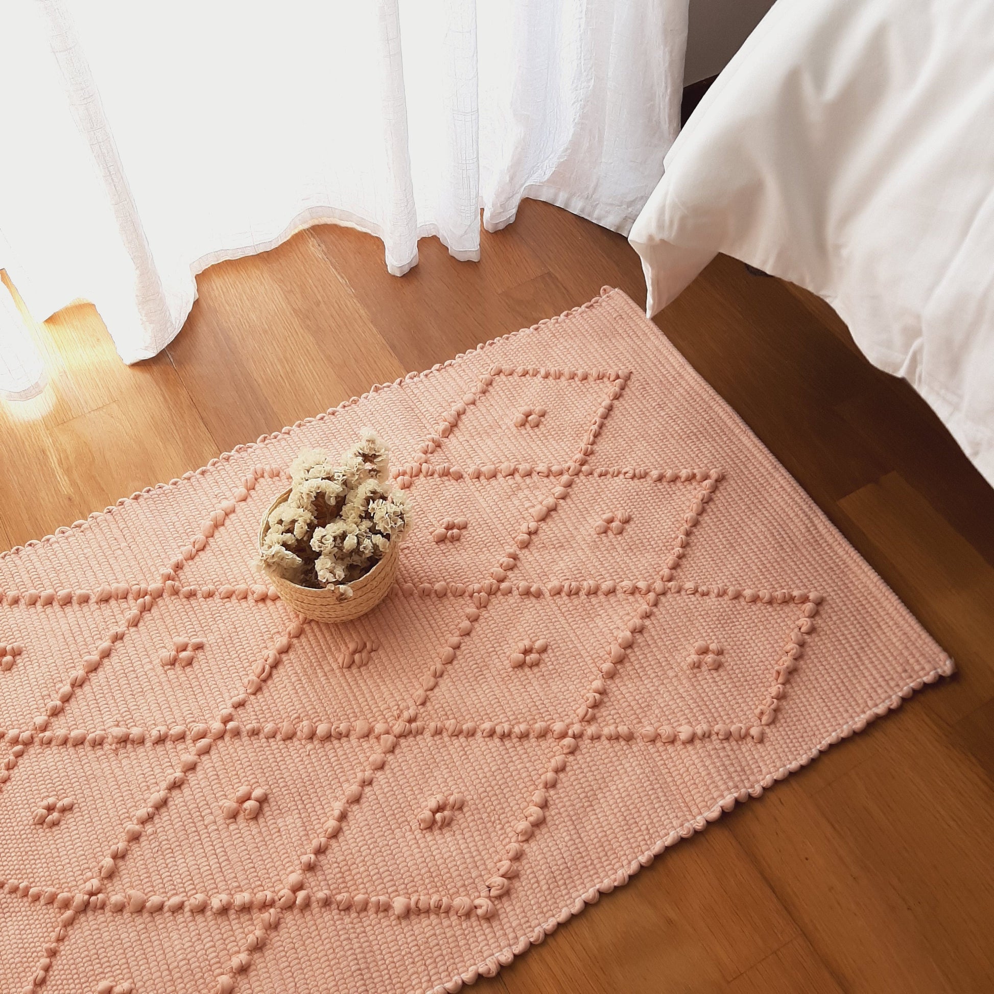Small Light Salmon Rug / Bath Mat / Cotton Rug / Vintage Rug / Kitchen Rug / Washable Rug / Front Door Rug / Bath Rug / Shower Mat