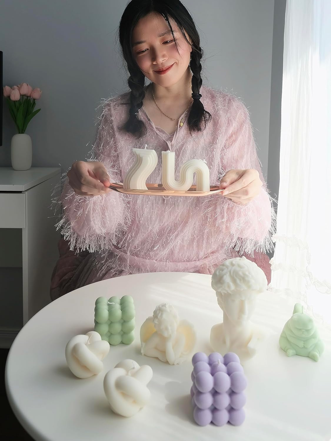Candle Set, Natural Premium Soy Wax, Beige, Aesthetic Candles, Candle Décor, Gift for Her, Candle Gift, Gift for Friend, Decorative Candles