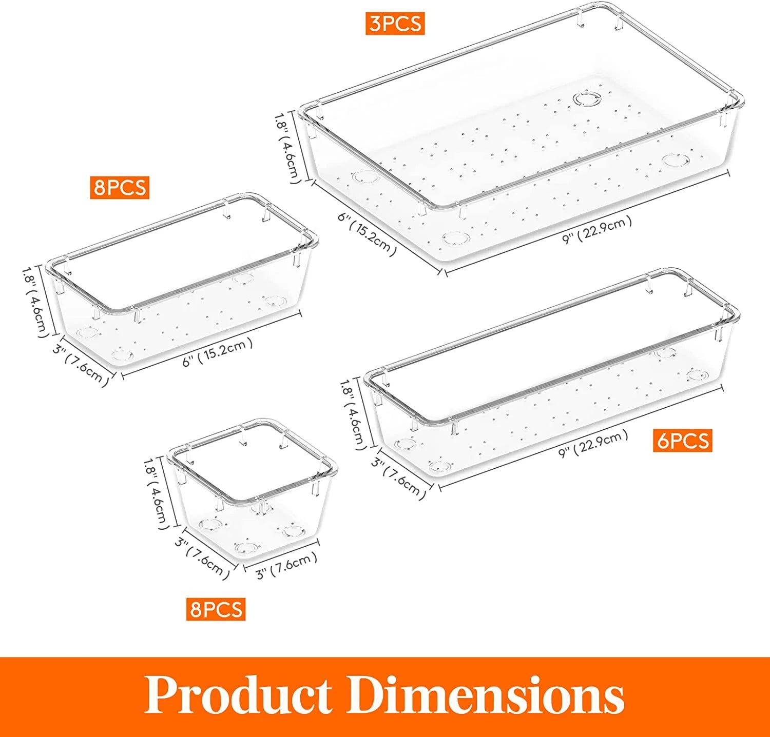 25 PCS Clear Plastic Drawer Organizer Set, 4-Size Desk Drawer Divider for Pencils, Makeup, Jewelry, Gadgets in Office, Kitchen, Bedroom, Bathroom
