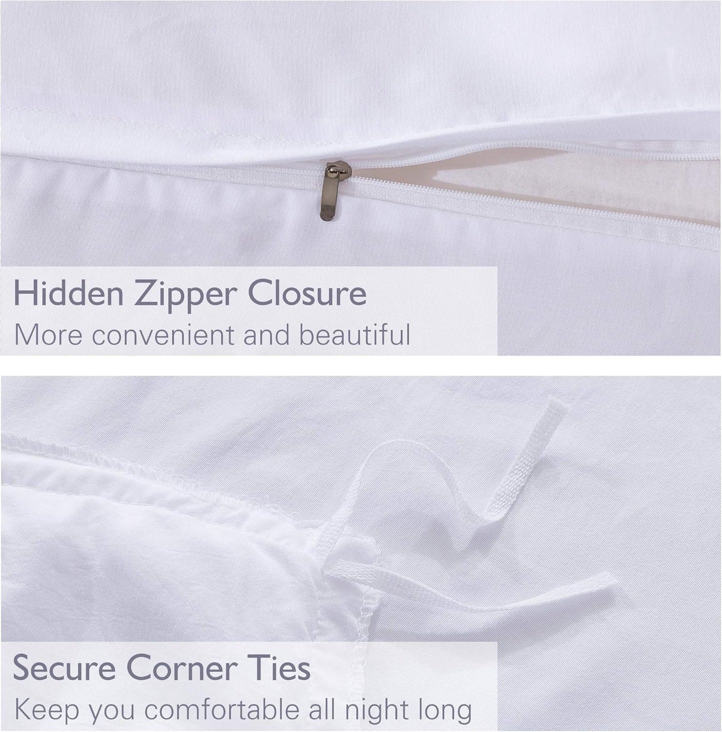 Pom Pom Fringe Duvet Cover Twin Size (66X90 Inch), 2 Pieces (1 Solid White Duvet Cover, 1 Pillowcase) Soft Washed Microfiber Duvet Cover Set with Zipper Closure, Corner Ties