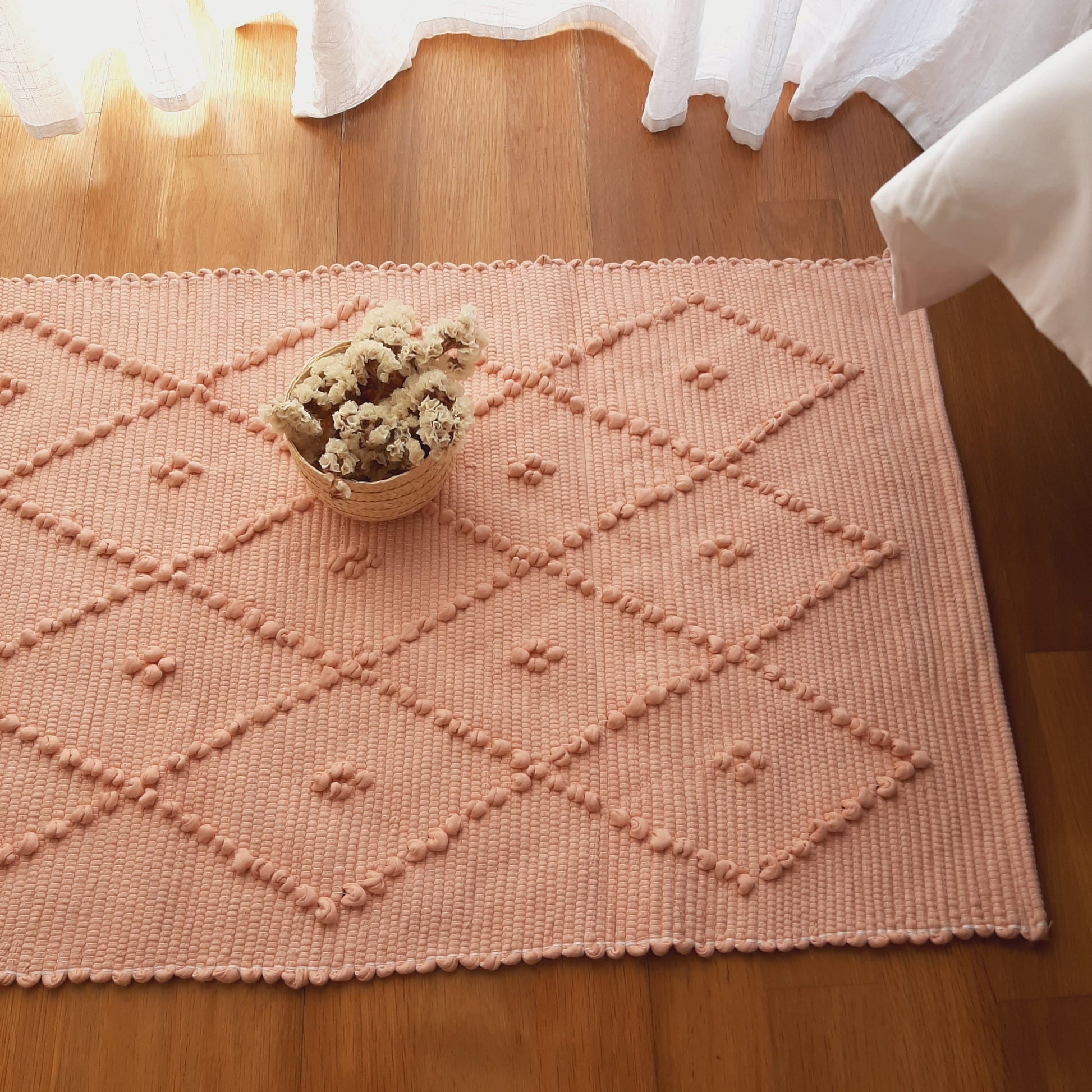 Small Light Salmon Rug / Bath Mat / Cotton Rug / Vintage Rug / Kitchen Rug / Washable Rug / Front Door Rug / Bath Rug / Shower Mat
