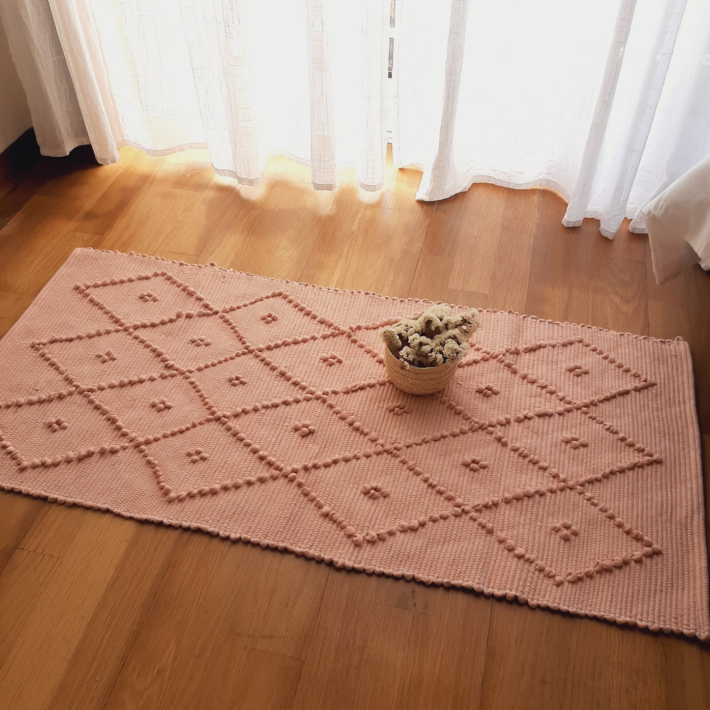 Small Light Salmon Rug / Bath Mat / Cotton Rug / Vintage Rug / Kitchen Rug / Washable Rug / Front Door Rug / Bath Rug / Shower Mat