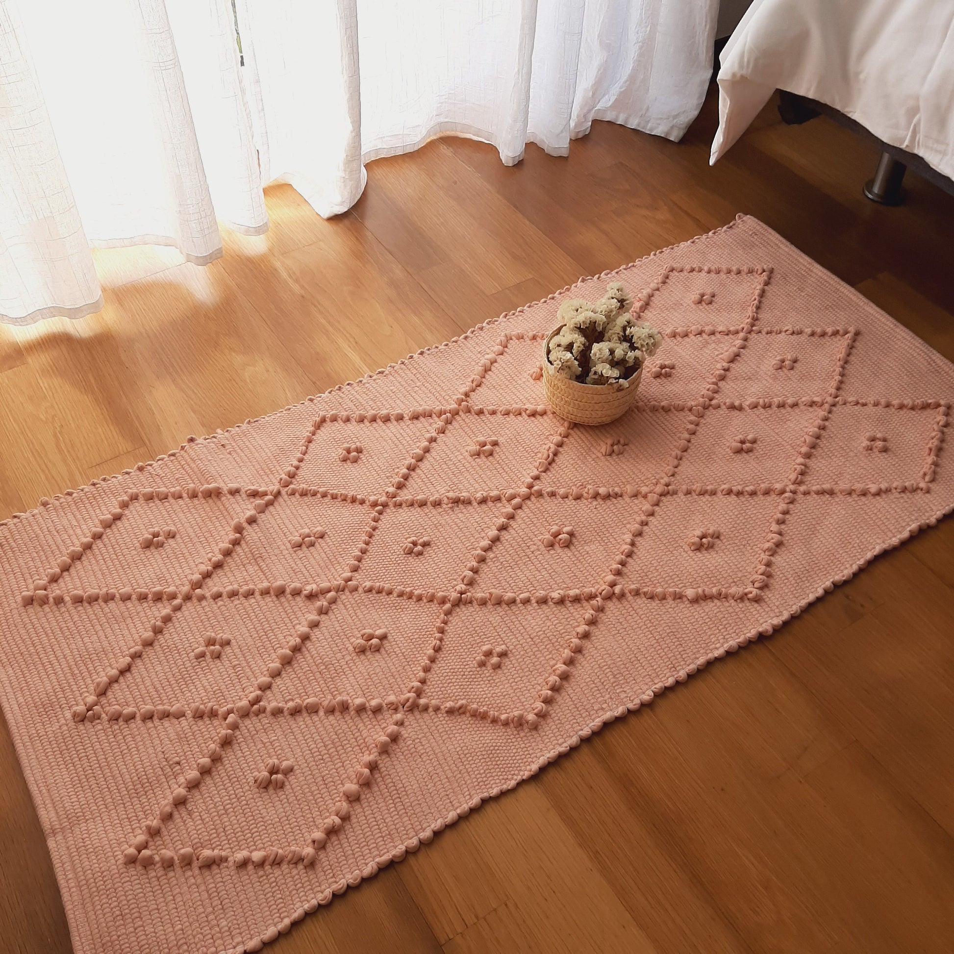 Small Light Salmon Rug / Bath Mat / Cotton Rug / Vintage Rug / Kitchen Rug / Washable Rug / Front Door Rug / Bath Rug / Shower Mat