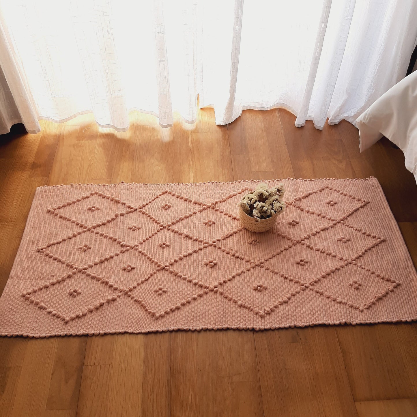 Small Light Salmon Rug / Bath Mat / Cotton Rug / Vintage Rug / Kitchen Rug / Washable Rug / Front Door Rug / Bath Rug / Shower Mat